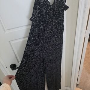 American EAGLE Black and White Polka Dot Jumpsuit SIZE S
